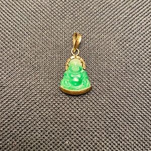 18k Real Gold Authentic Jade Buddha Charm